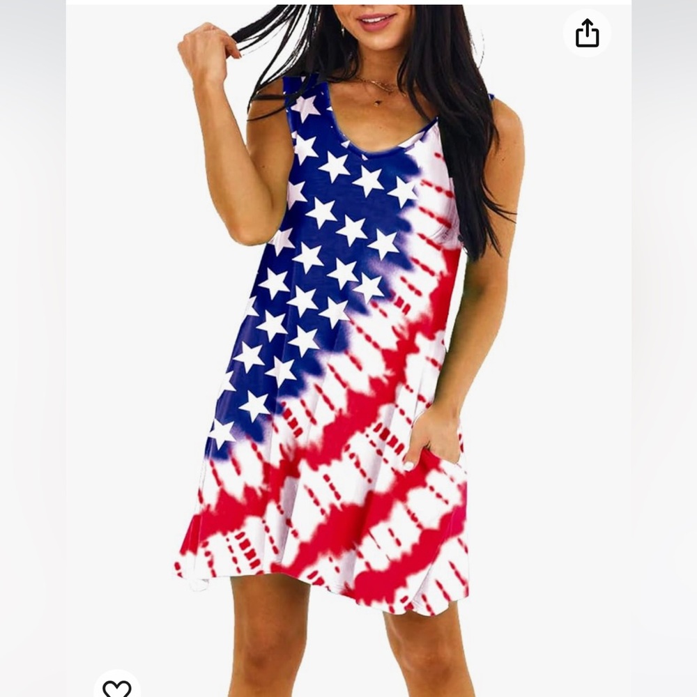 Deerose Women 4th of July Dress Sleeeveless Patriotic V Neck Dress with …